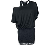 Black Premium by EMP Femme Robe Noire Aspect Double Couche avec Dentelle 3XL