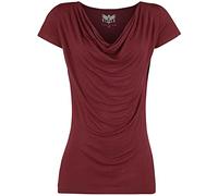 Black Premium by EMP Femme T-Shirt Basique Rouge avec Encolure Cascade 3XL