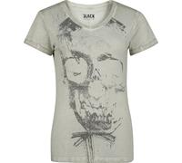 Black Premium by EMP Femme t-Shirt Gris avec imprimé tête de Mort et Manches retroussées XXL