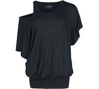 Black Premium by EMP Femme T-Shirt Noir à Double épaisseur XXL