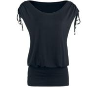 Black Premium by EMP Femme T-Shirt Noir à Manches lacées M