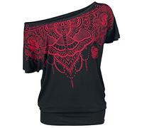 Black Premium by EMP Femme T-Shirt Noir à Manches Longues avec imprimé Rouge L