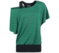 Black Premium by EMP Femme T-Shirt Noir-Vert à Double épaisseur M