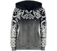 Sweat-shirt zippé à capuche de Black Premium by EMP - Veste à Capuche avec Dégradé de Couleur & Motifs Celtiques - S à 5XL - pour Femme - gris L