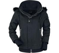 Black Premium by EMP Femme Veste d'hiver noire avec capuche en fourrure