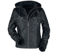 Black Premium by EMP Femme Veste en similicuir noire de style motard
