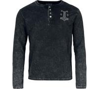 Black Premium by EMP Homme Chemise à Manches Longues Noire avec Boutonnage et Lavage personnalisé M