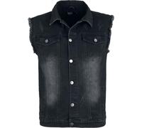 Black Premium by EMP Homme Gilet en Denim Gris avec Look usé XL
