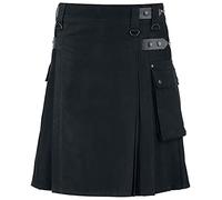 Black Premium by EMP Homme Kilt Noir avec Poche plaquée XL