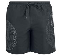 Black Premium by EMP Homme Short de Bain Noir avec Skull et Runes imprimés XXL