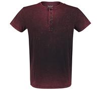 Black Premium by EMP Homme T-Shirt Basique Rouge avec Boutons XXL