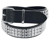 Black Premium by EMP Unisexe Ceinture noire à trois rangs de clous 95 cm