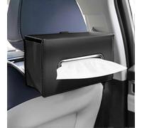 (Black)Premium PU Leather Car Tissue Holder - Universal Seatback Organizer for Standard 120 Tissues Box (9.45x5.31x3.54in)
