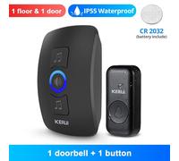 Black PRISE AMÉRICAINE KERbiomome-Sonnette sans fil étanche pour porte de maison intelligente, mélodies de bienvenue, kit électronique tendance, flash LED, alarme de sécurité pour maison ""Nipseyteko