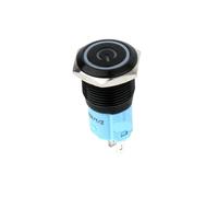 Black Push Button Switch 12/16/19/22mm illuminated Led Light Metal Flat Momentary Switches with power mark 5V 12V 24V NWPNLXEA(Green Power,19MM_3-9V(5V))