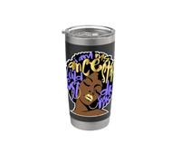 Black Queen Afro Diva Pervenche Violet Histoire Pride Femme Gobelet isotherme en acier inoxydable double paroi