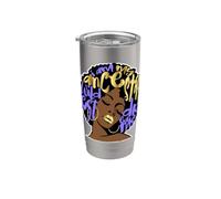 Black Queen Afro Diva Pervenche Violet Histoire Pride Femme Gobelet isotherme en acier inoxydable double paroi