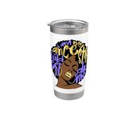Black Queen Afro Diva Pervenche Violet Histoire Pride Femme Gobelet isotherme en acier inoxydable double paroi