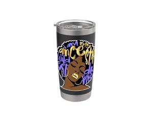 Black Queen Afro Diva Pervenche Violet Histoire Pride Femme Gobelet isotherme en acier inoxydable double paroi
