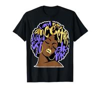 Black Queen Afro Diva Pervenche Violet Histoire Pride Femme T-Shirt