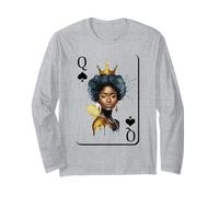 Black Queen Carte du Mois de l'histoire des Noirs Célébration Africaine Manche Longue