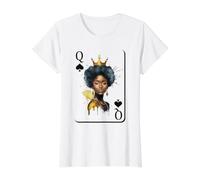 Black Queen Carte du Mois de l'histoire des Noirs Célébration Africaine T-Shirt Graphique avec Valeur, Femme, Blanc, S
