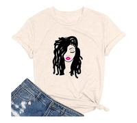 Black Queen Chemise pour femme Empowerment Black Girl Magic Strong T-shirt à manches courtes décontracté plissé, beige, M