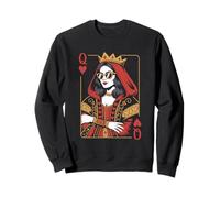 Black Queen of Heart Valentine Playing Card Sweatshirt
