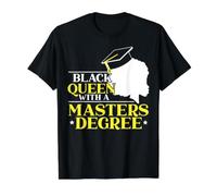 Black Queen with A Master Joyeux Jour de Remise des diplômes T-Shirt Graphique avec Valeur, Homme, Noir, M