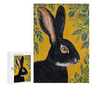 Black Rabbit with Yellow Background Puzzle 1000 Pièces Educa Jouet en Bois Cadeau Unique Décoration Intérieure Jeu Éducatif Challenge Toy Adultes Et Enfants À Partir De 14 Ans 300 PCS