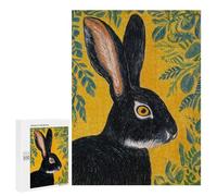 Black Rabbit with Yellow Background Puzzle 1000 Pièces Educa Jouet en Bois Cadeau Unique Décoration Intérieure Jeu Éducatif Challenge Toy Adultes Et Enfants À Partir De 14 Ans 500 PCS