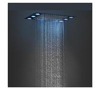 Black Rain Shower Panel, 20 x 14 pouces LED Shower Set with tatic Diverter, Body Jet Faucet - Ultimate Shower Experience for Bathroom Upgrade
