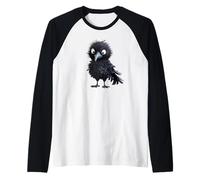 Black Raven Bird Graphic for Gothic Kids Women Men Cute Crow Manche Raglan