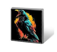 Black Raven Crowing Broches et épingles unisexes carrées légères pour vêtements, châle, chapeau