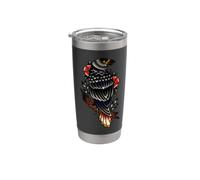Black Raven Tattoo Style Goth Birds Illustration Graphic Gobelet isotherme en acier inoxydable double paroi