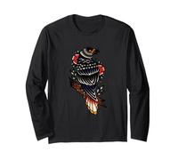 Black Raven Tattoo Style Goth Birds Illustration Graphic Manche Longue