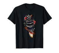Black Raven Tattoo Style Goth Birds Illustration Graphic T-Shirt Graphique avec Valeur