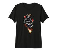 Black Raven Tattoo Style Goth Birds Illustration Graphic T-Shirt Haut de Gamme