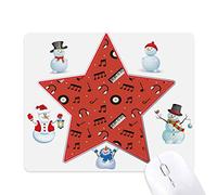 Black Record and Music Notes Red Christmas Snowman Family Star Mouse Pad