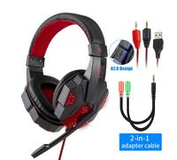 Black Red PC Laptop Casque Gamer d'écoute hi-fi stéréo rose avec Microphone, pour PC, fille, noir, casque de jeu filaire, pour PS4, Windows XP/7/8/10, téléphone portable ""Nipseyteko