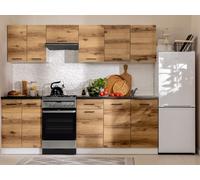 BLACK RED WHITE Set de cuisine Junona Line 230 cm dub delano svetlý s pracovnou doskou