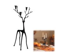 Black Reindeer Candle Holder, Elk Candlestick Iron Rack, Modern Metal Christmas Decoration, Gothic Tabletop Candlestick Accent for Dining Table Centerpiece & Home Decor (1pcs)