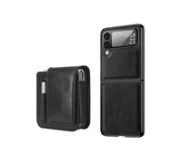 (Black)Retro Thinking Series PC Shockproof Phone Case with Bag For Samsung Galaxy Z Flip4