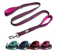 Black Rhino Laisse Robuste à Double poignée de 1,5 m de Long pour Chien Moyen à Grand, réfléchissante, Durable et résistante aux intempéries, avec poignées rembourrées (Rose et Noir)