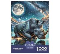 Black Rhinoceros 1000 Pièces Flower Jigsaw Puzzle Puzzle De Qualité Supérieure pour Adultes Jeu Éducatif Défi Jouet Puzzle pour Adulte Multi-Colour 38x26cm/1000pcs
