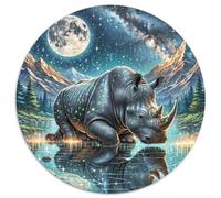 Black Rhinocéros 1000 Pièces Puzzle Rond Adultes Et Enfants Inspirational Voyage Célèbres Unique Décompression Impossible' Pression Réduite Familial 1000pcs (67.5x67.5cm)