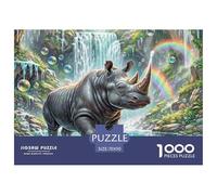 Black RhinocérosPuzzle De 1000 Pièces pour Adultes - Jeu D'Adresse Impossible Et Coloré pour Toute La Famille - Wildlife 70x50cm/1000pcs