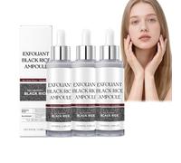 Black Rice Exfoliant Essence pour le visage - Solution exfoliante douce avec extrait de riz pour métaboliser les cellules mortes, améliorer la matité, hydrater en profondeur le visage (3 pièces)