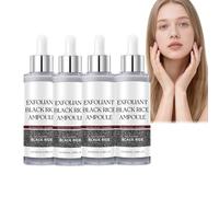 Black Rice Exfoliator Essence pour le visage, solution exfoliante douce avec extrait de riz pour métaboliser les cellules mortes, améliorer la matité, hydratation profonde du visage (4 pièces)