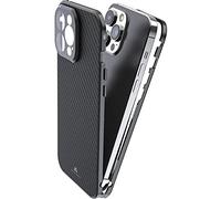 Black Rock Coque de Protection en Verre à 360° Compatible avec Apple iPhone 14 Pro Max I Carbone arrière Carbone (Transparent avec Cadre Noir)
